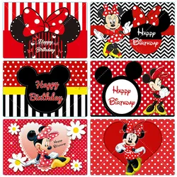 1set Disney Cartoon Mickey Minnie Mouse Theme Children Happy Birthday Background Baby Shower Gender Revealing Photography Banner