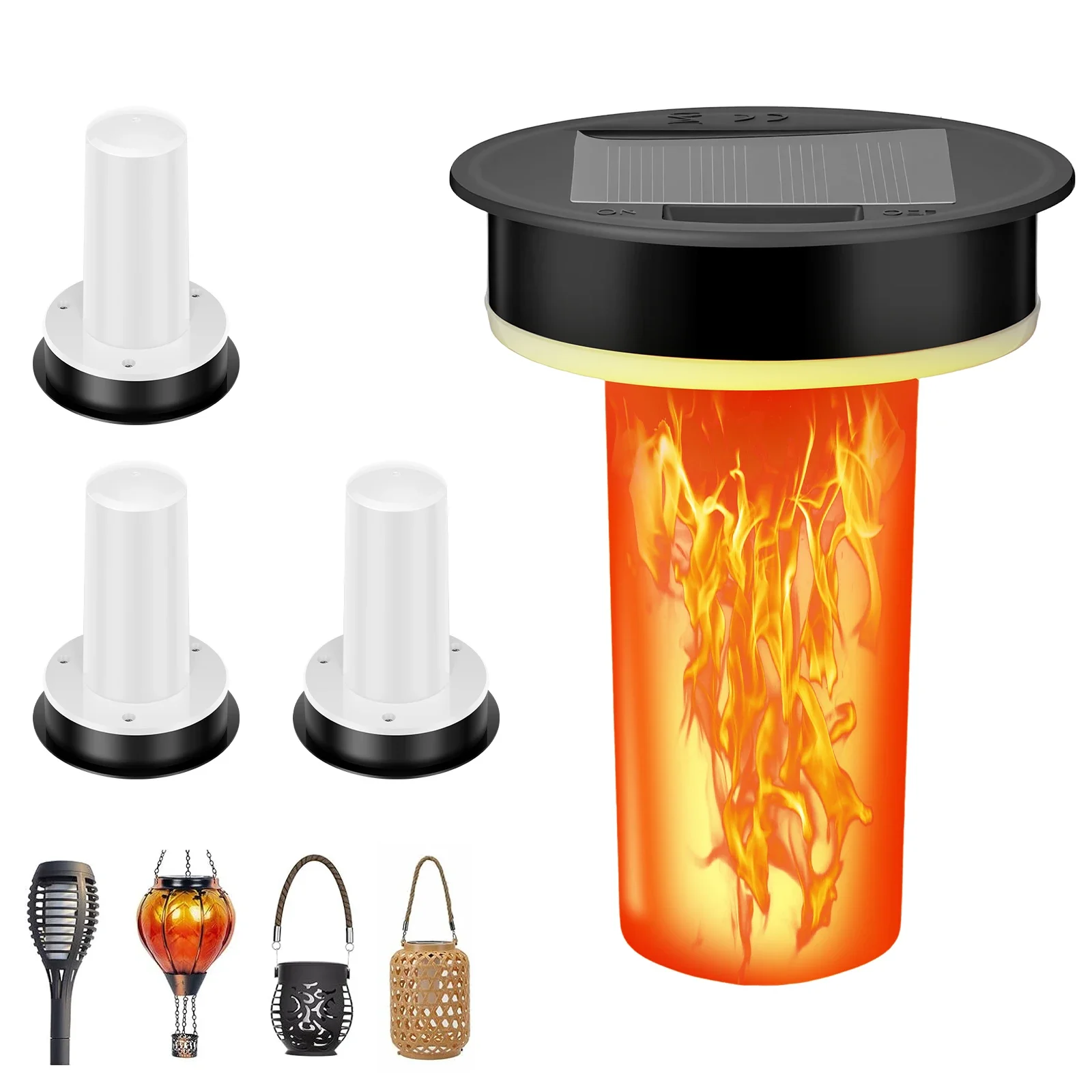 Solar Light Replacement Top Lantern Lid Parts Flickering Flame LED Waterproof IP44 For Hot Air Balloon Dusk To Dawn Opening Yard