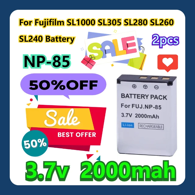 

For Fujifilm SL1000 SL305 SL280 SL260 SL240 NP-85 Battery 2pcs