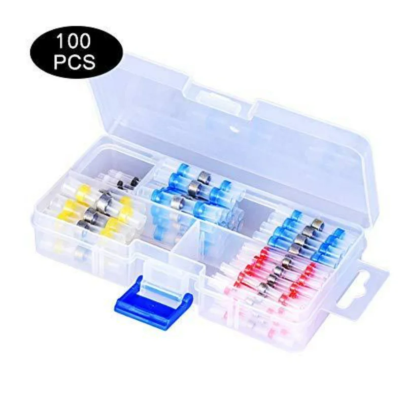 

Uniteelec100pcs/set Heat Shrinkable Tube Terminal Box Insulated Waterproof Heat Shrinkable Solder Ring Middle Joint Solder Ring