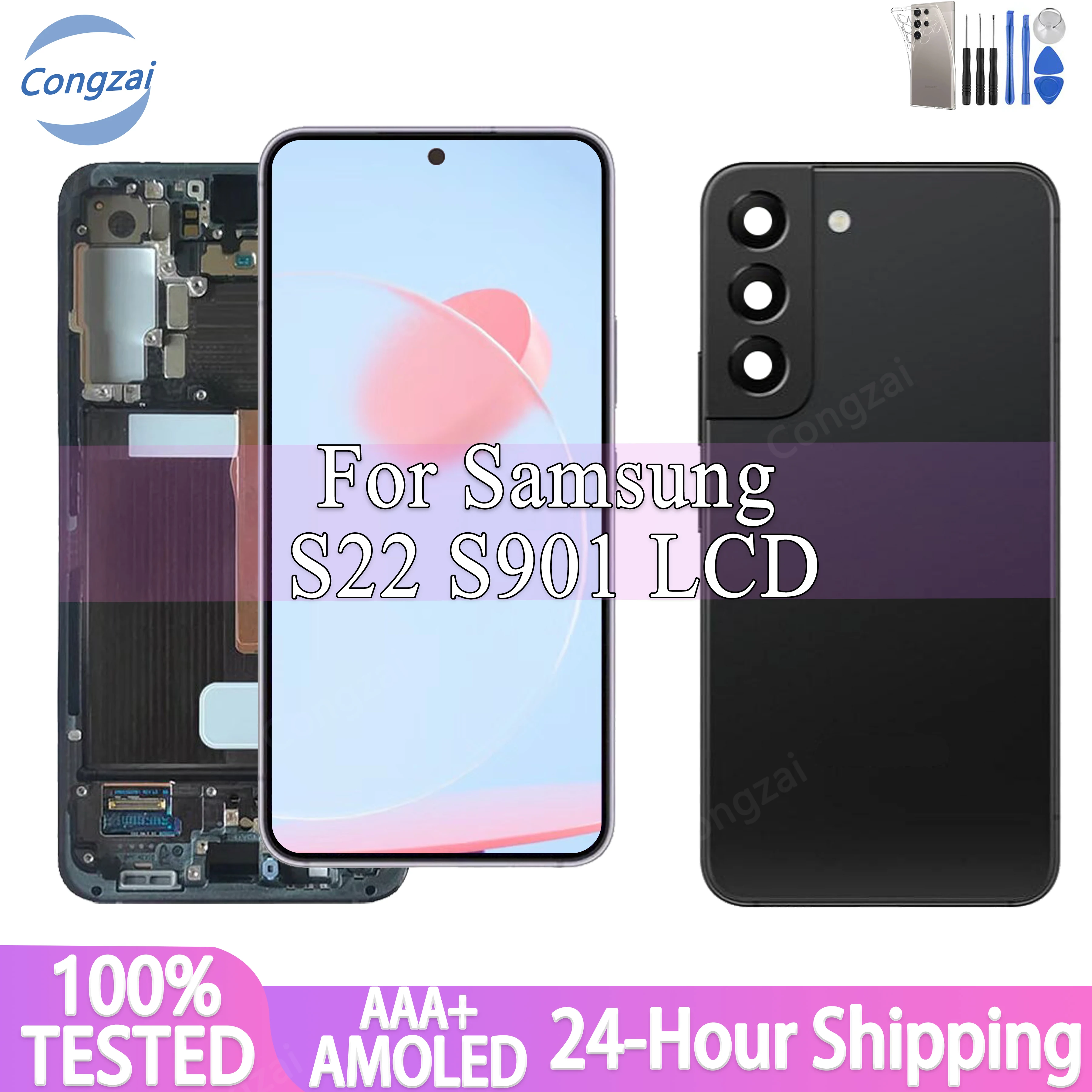 

100% Tested Super Amoled 6.1''For Samsung Galaxy S22 Touch Screen Digitizer S901 LCD S901B S901U Display Replacement No Defect