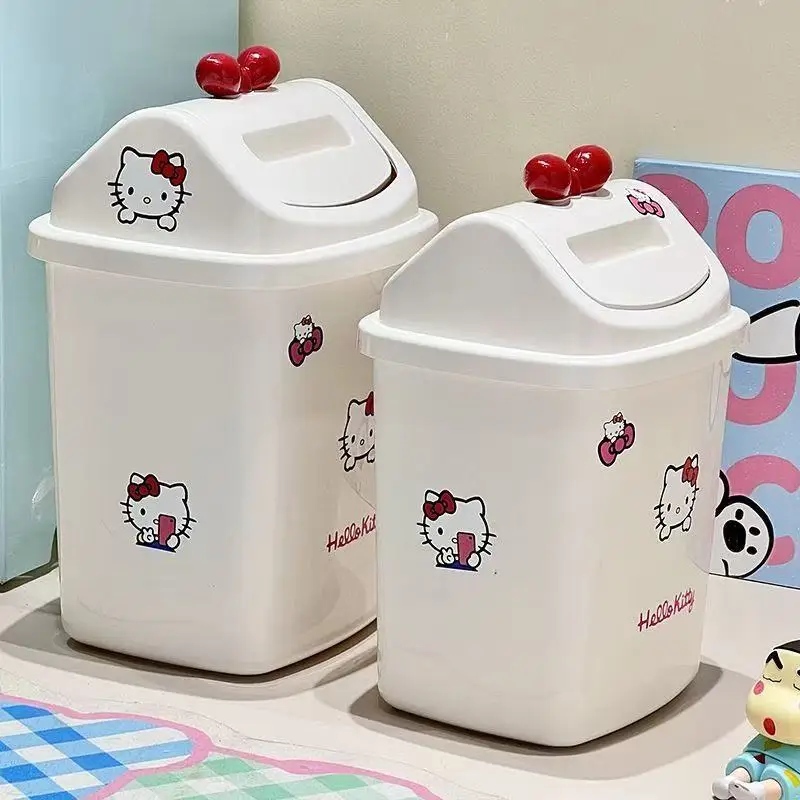 Sanrio HelloKitty Swing Lid Bin Odor Isolation Waste Bin Durable Cute Floor Trash Bin EasyClean SwingGarbage KitchenLivingOffice view 3