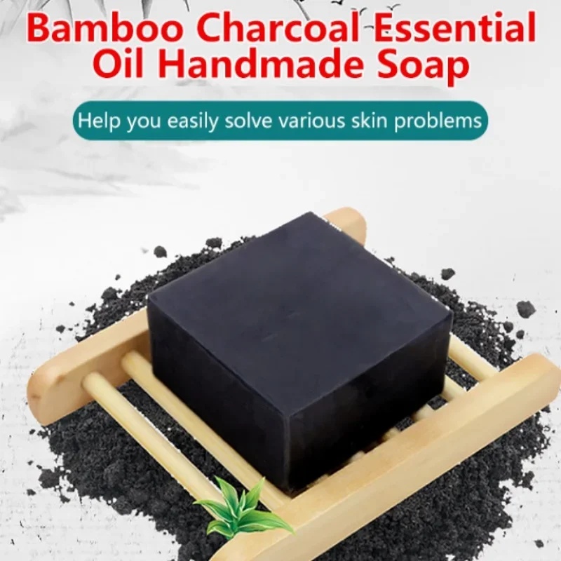 Whitening Handmade Bamboo Charcoal Soap Brightening Dark Skin Acne Removing Cleansing Soap Removing Dull Skin Care 100ml