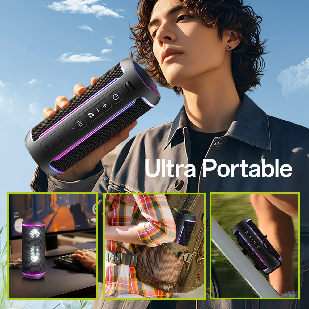 Ohayo Outdoor Bluetooth Speaker Waterproof Wireless with LED Lights,Camping Hiking Accessories,50W Loud Sound and Deep Bass,TWS