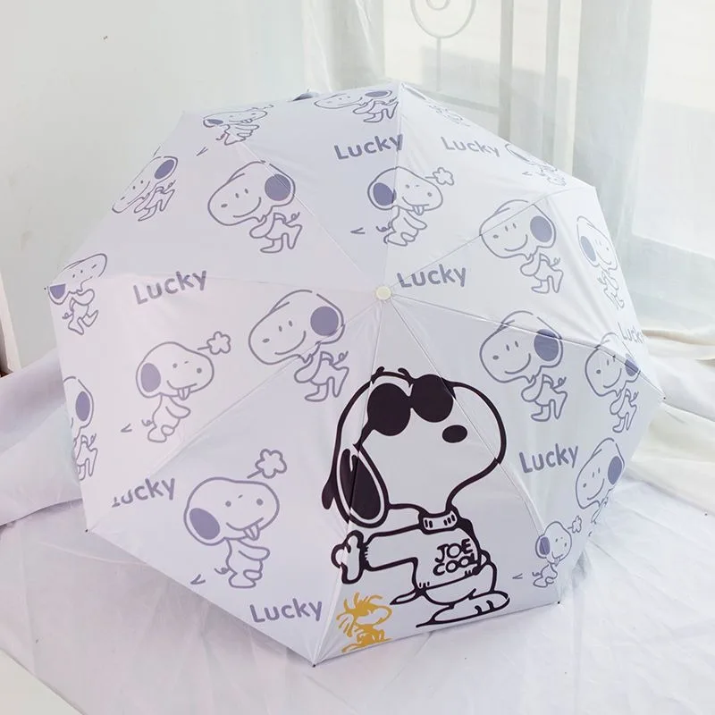 Snoopy Peanuts Comics Animation Peripheral Cartoon Print Student Sun Shade Anti-UV Portable Folding Umbrella Gift Rain or Shine