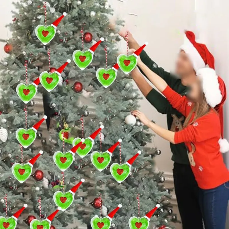 

Christmas Heart-Shaped Pendant Christmas Tree Hanging Ornaments Festive Atmosphere Decorations Festival Gift For Family Friends