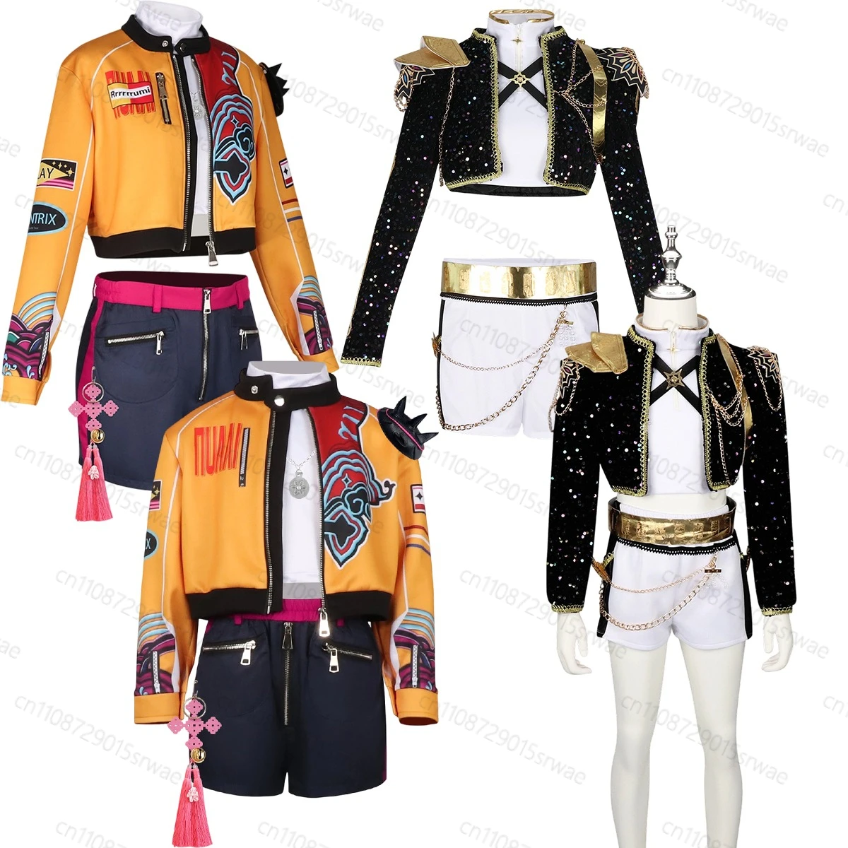 

Rumi Roleplay Adults And Kids Outfits KPOP Demon Hunters Anime Movie Cosplay Costume Carnival Party Role Play Uniform Prop