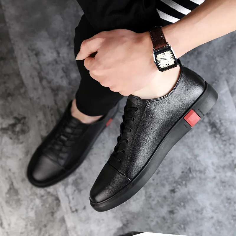 2019 Brand Designer Men\'s Casual Shoes Summer Breathable Fashion White Sneakers Men Genuine Leather Shoes Loafers Men