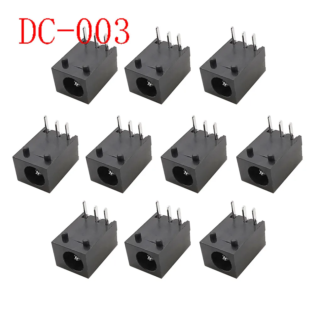 10Pcs Mini DC-003 DC Connector 3.5 x 1.3mm DC Power Female Jack 3 Pin Panel Mount Socket Plug Connectors Adapter 3.5*1.3mm Black