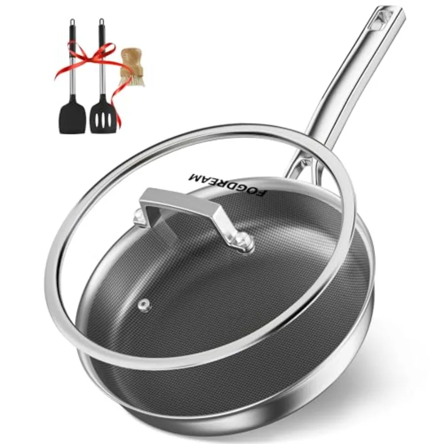 

10" Titanium Nonstick ing with Lid Stainless Steel Skillet Induction and Oven Safe 500°F Dishwasher Safe PFOA Free Kitchen Set
