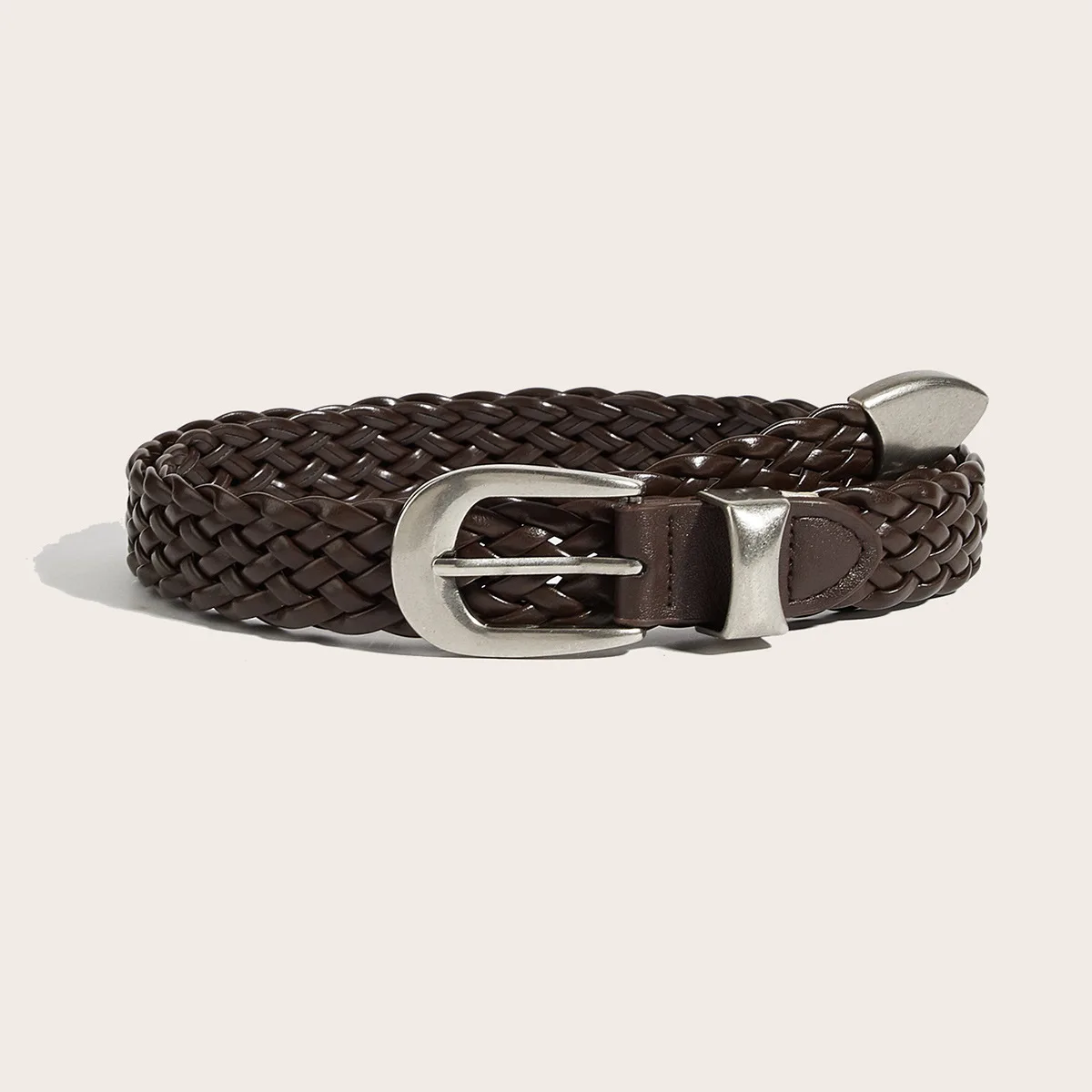 Punch Free Punk Style Woven Belt for Men and Women Black Metal Buckle Belt Dark Minority Retro Fried Dough Twists Belt