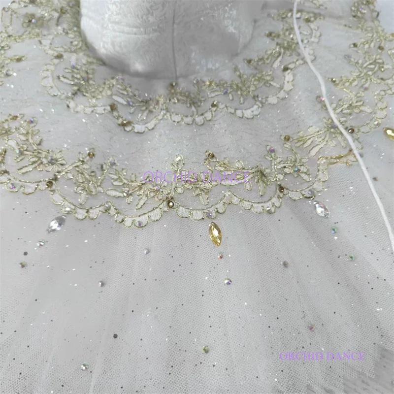 Professional12 Layers Custom Size Kids Girls Adult Silver Fairy Performance Wear Costumes White Ballet Tutu Dress