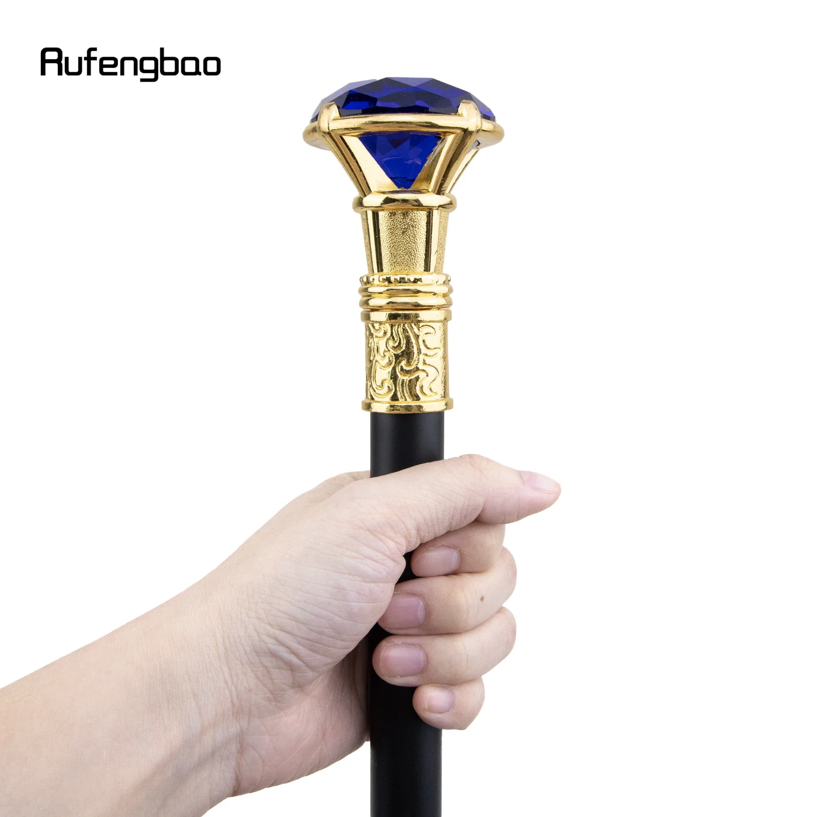 Purple Diamond Type Golden Single Joint Walking Stick Decorative Cospaly Party Fashionable Walking Cane Halloween Crosier 93cm