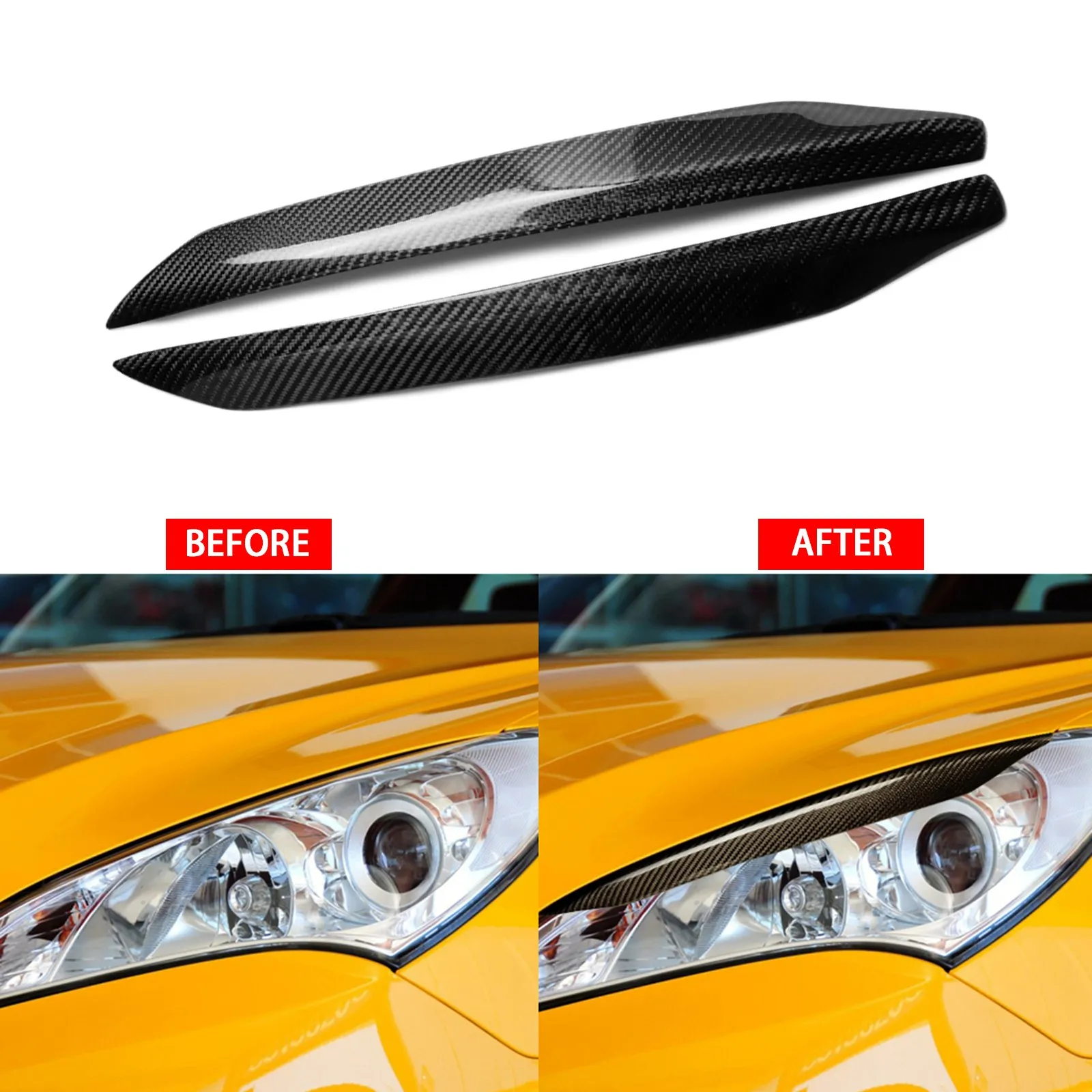 

For Hyundai Genesis Coupe 2009-11 2x Carbon Fiber Eyebrow Eyelid Headlight Cover