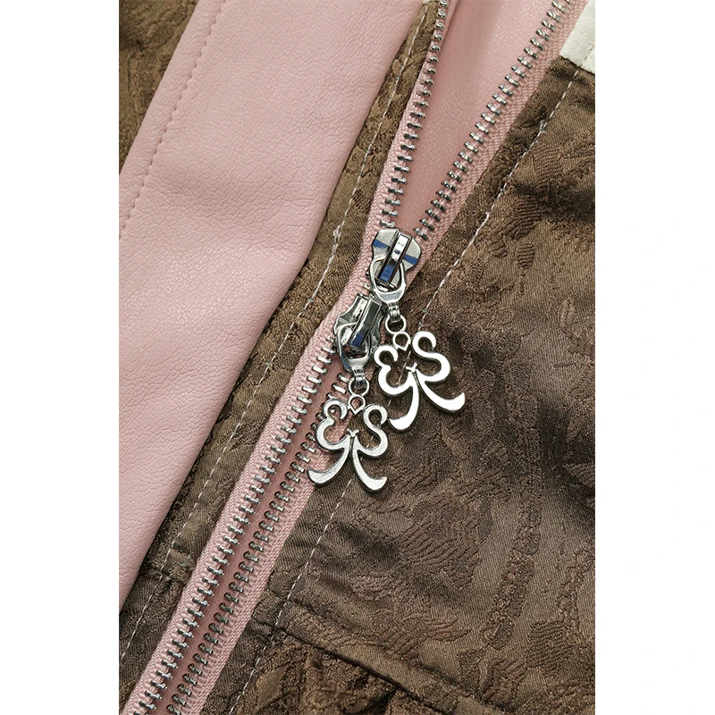 ELFSACK Damen-Jacke mit Patchwork-Blumendruck und Rüschen, kurze Bomberjacke, Streetwear, übergroßes, langärmliges, lässiges Frühlingstop