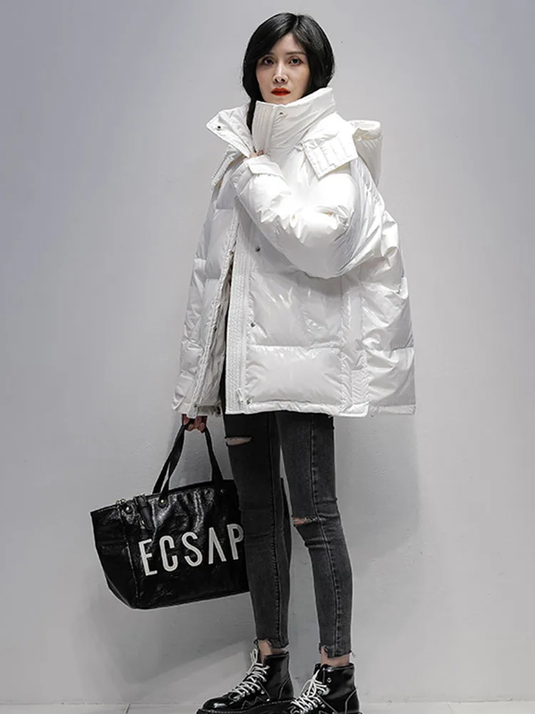 Imagem -04 - Inverno Jaqueta Feminina Cabolsa Grosso Parka Feminino Quente Outwear Moda 90 Pato Branco para Baixo Pato Branco Jaquetas de Alta Qualidade