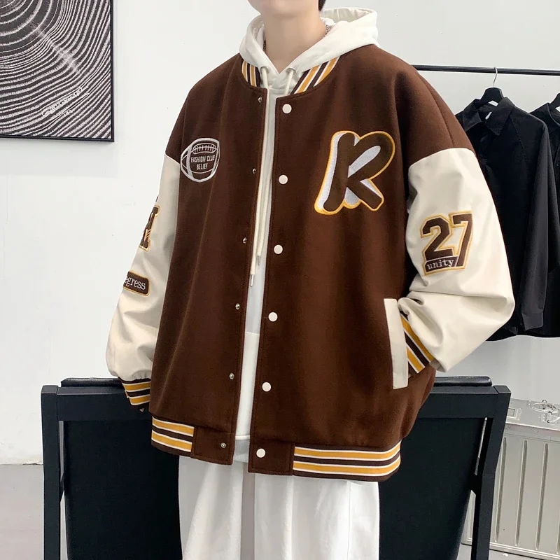 High Quality Baseball Jackets Men's and Women's Casual Zipper Mens Hip Hop Cardigan Jacket Black Green Brown Coat