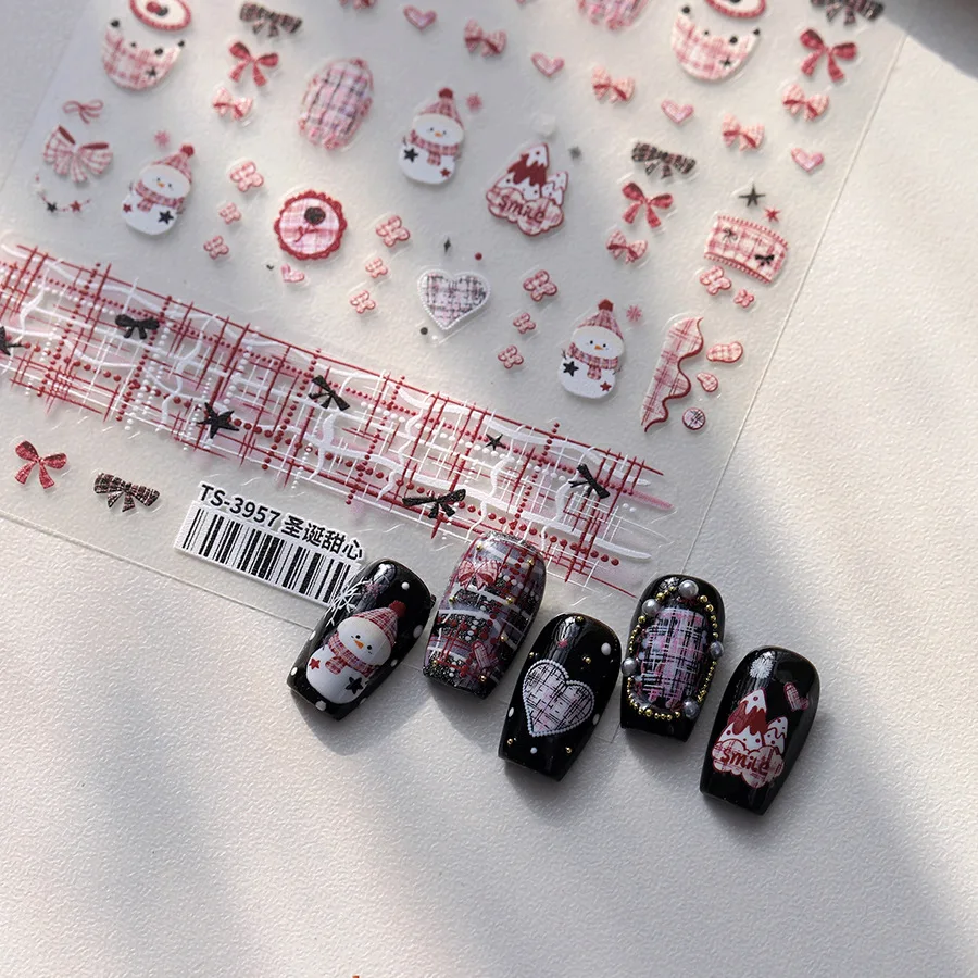 

Upgraded Matte Nail Stickers Self Adhesive Ins Style Christmas Sweetheart Pattern Premium Vinyl for Women Party Decor