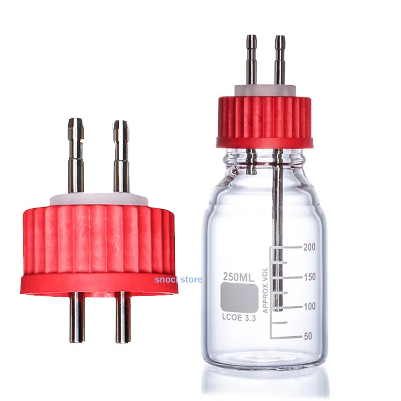 GL45 Refill Bottle Caps Single Side Extension Refill Cap Stainless Steel Red Feeding Bottle Accessories Reagent Bottle Cap，1Pcs