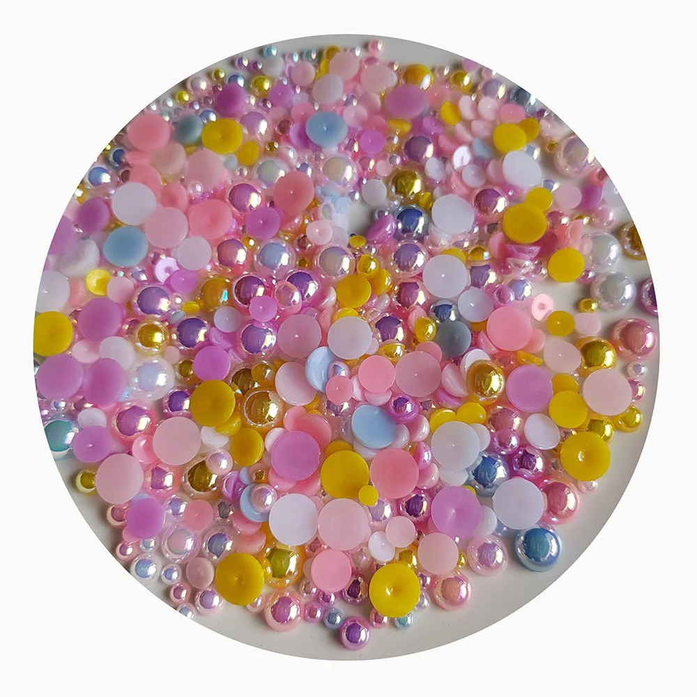 3-10mm Macaroon AB Color Half Round ABS Beads Pearl Flatback Beads For DIY Nail Decor Jewelry Making