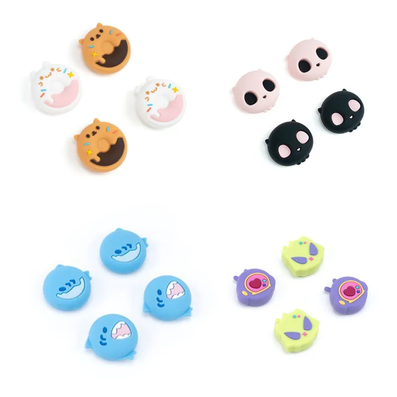 New Cute Cat Dog Shark Soft Thumb Stick Grip Cap Protective Cover For Switch Oled NS Lite Joy-con Controller Thumbstick Case