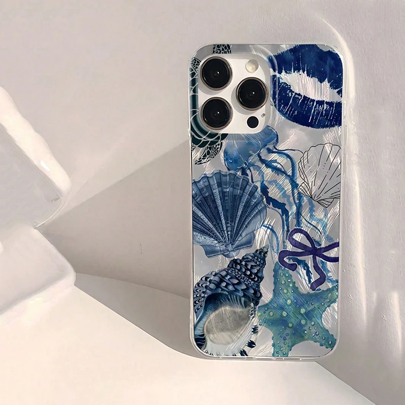 Beach Blue Ocean Element Lips Print Case For Samsung Galaxy S25 Ultra S24 FE S23 Plus S22 A56 A36 A26 A16 A35 A55 A54 A33 Cover