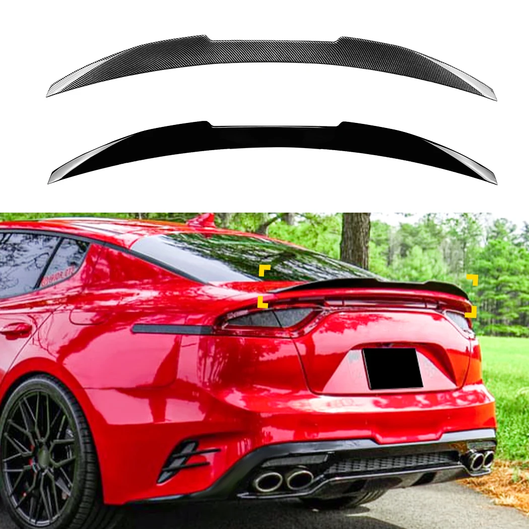 1 pz Baule Posteriore Boot Spoiler Labbro Per KIA Stinger 2017-2023 Gloss Nero/Fibra di Carbonio Stile Baule Posteriore Boot Spoiler labbro