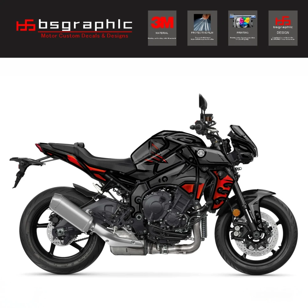 

For Yamaha Mt-10 MT10 2022 23 24 25 26 Motorcycle Body Fairing Protective Sticker Decal Street Bike Poska Fluo Graphic Kit Red