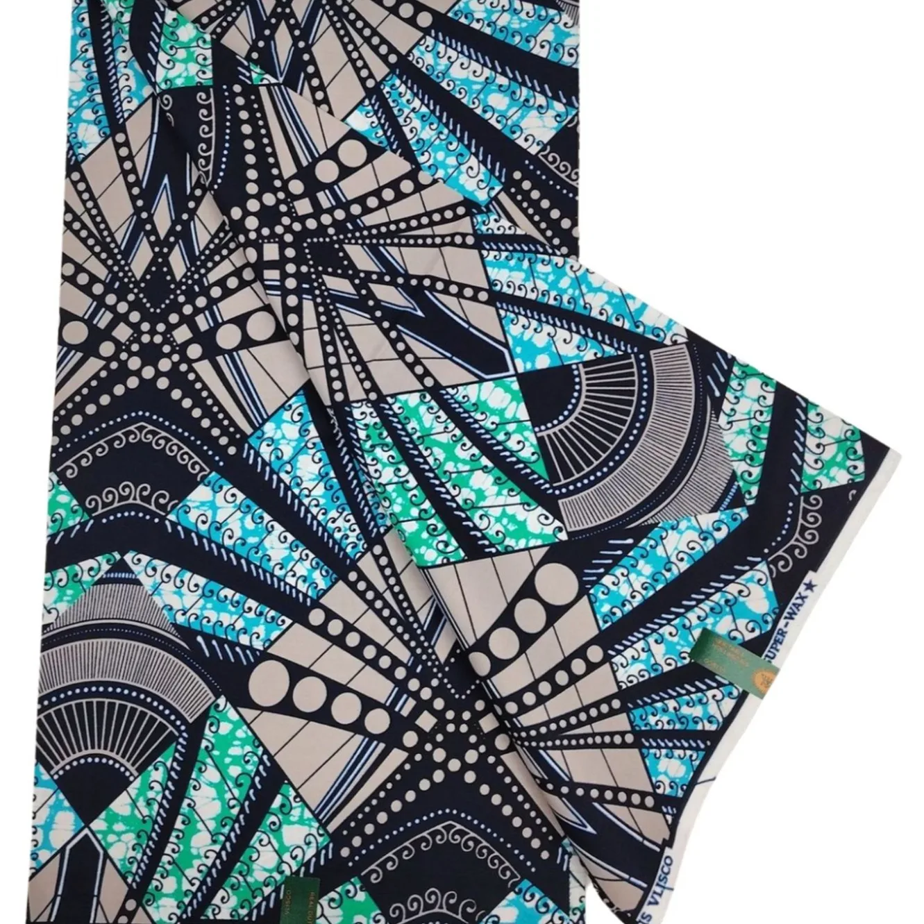 Eye-catching African Batik Cotton Fabric with Blue Gray Geometry Prints, 24x24 Yarns,Suitable for DIY Deco Clothes Pants R1198