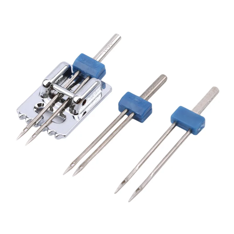 3 PCS Twin Needles Size 2/3/4mm And Wrinkled 9 Grooves Sewing Presser Foot Feet For Singer Brother Sewing Machine Accessories