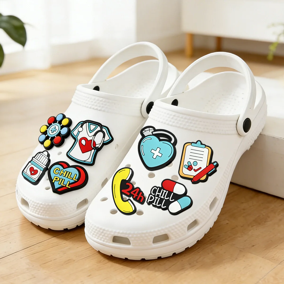 20Pcs Doctor Nurse Medical Suppliers Series Shoe Charms For DIY Shoe Decoration Accessories Shoe Pins Bubble Slides Sandals