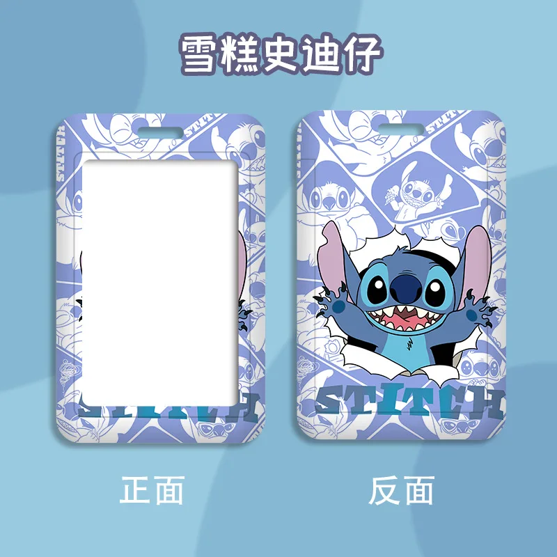 Disney Lilo & Stitch Movie Peripherals PVC Card Holder Stitch Cartoons Protective Case Student Lanyard ID Card Hanging Neck Bag