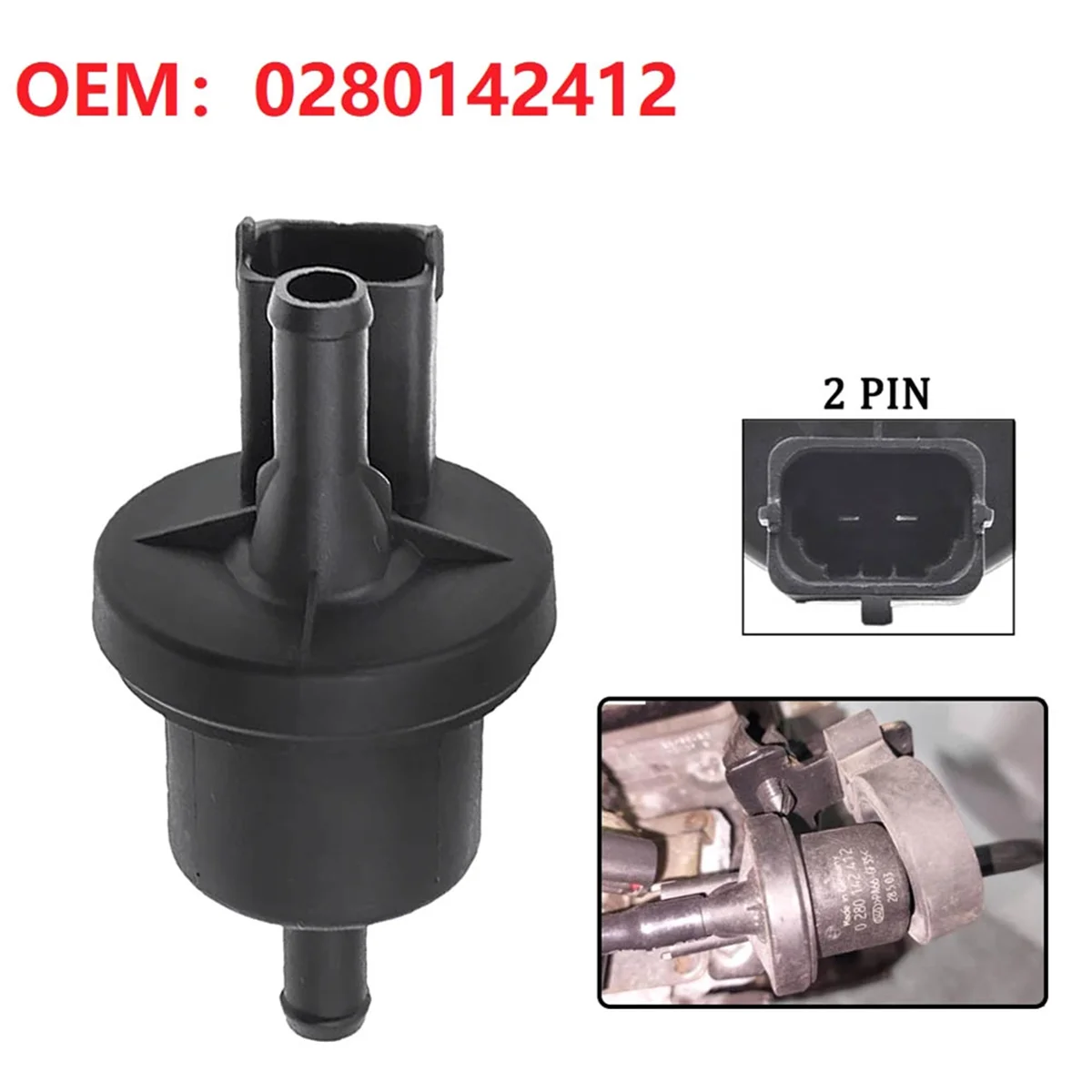 0280142412 New Vacuum Valve Solenoid for Ford Focus C-MAX MK3 (DYB) Volvo V50 C30 S40 Mazda 5 3 I 9BV000007AA 3M519D289JAS