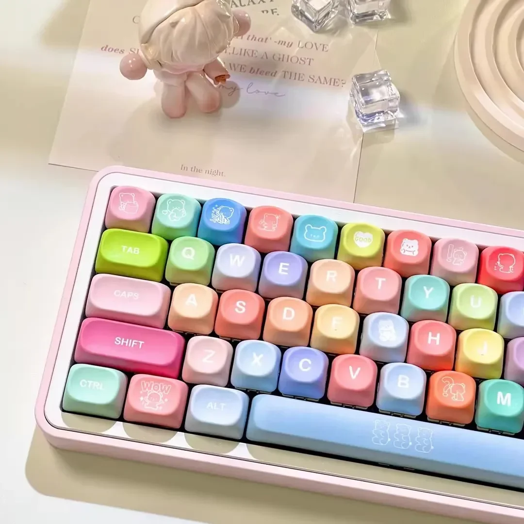 Gummy Bear Keycaps MOA Height Keycaps PBT Five-Sided Sublimation Opacity Customized Mechanical Keyboard Keycaps