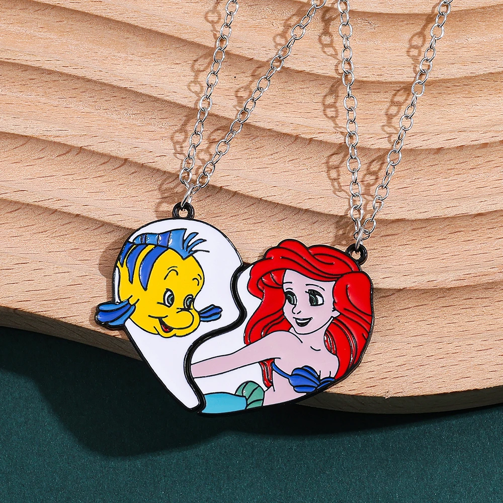 

2 шт., милый набор эмалированных булавок с изображением Русалочки, модный кулон в форме сердца, идеи рождественских подарков для одежды, аксессуары