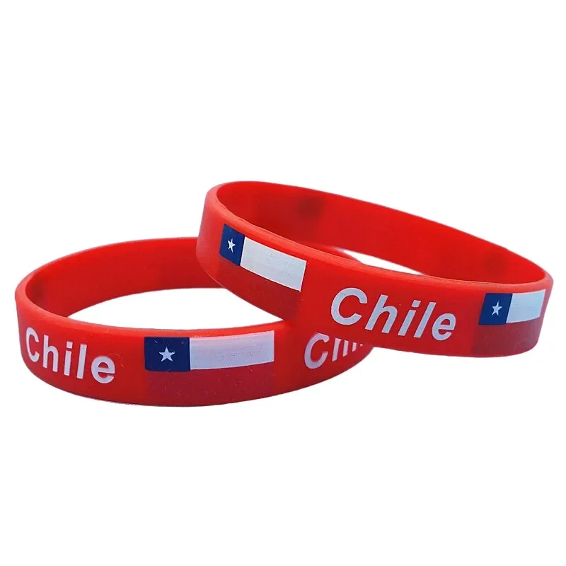 2pcs Chile Flag Silicone Bracelet Sport Game Wristbands National Flag Wrist Strap for Men Women Rubber Band Fashion Accessories