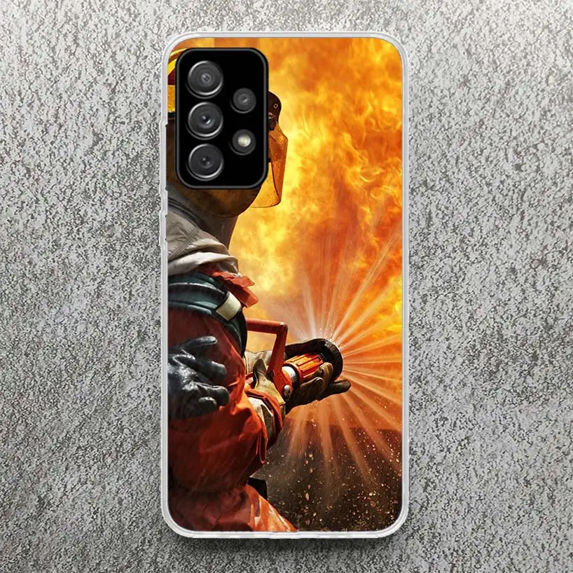 Firemen Hero Flame Phone Case For Samsung Galaxy A15 A55 A14 A54 A13 A53 A12 A52S A25 A24 A35 A34 A23 A33 A22 A32 A04S A03S A05S