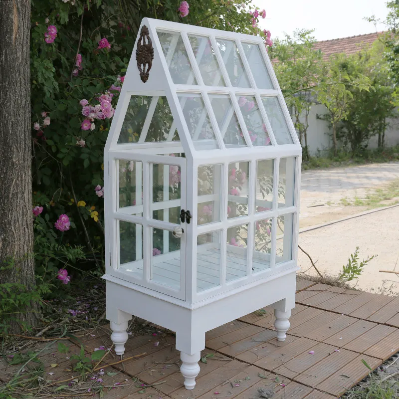 Solid wood glass flower room floor-standing flower stand plant sunroom indoor flower room decorative rack