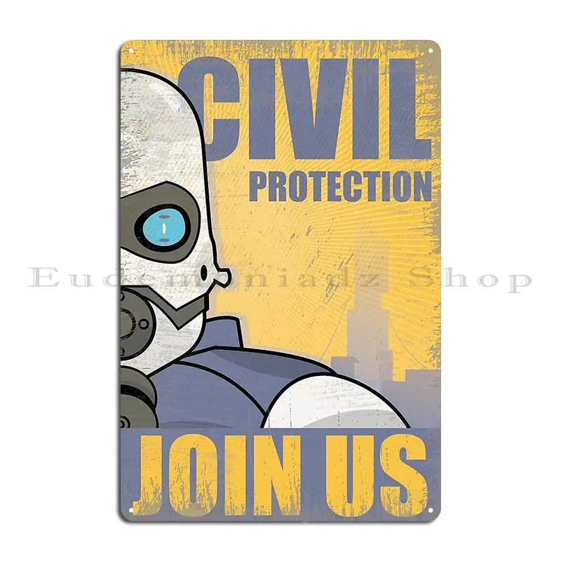 Civil Protection Half Life Metal Plaque Living Room Wall Cave Party Designs Bar Cave Tin Sign Poster