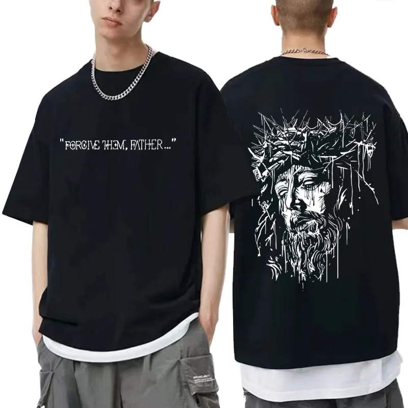 

Christian Religious Jesus Face Graphic T Shirts Men Women Fashion Hip Hop Oversized T-shirts Male Vintage Gothic Rock Streetwear