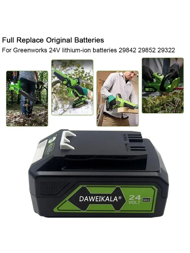 DAWEIKALA pour Greenworks 24 V 5.2Ah capacité réelle batterie au Lithium pour Greenworks 24-48 V outils MO24B410 MO48L4211 HT24B21021342