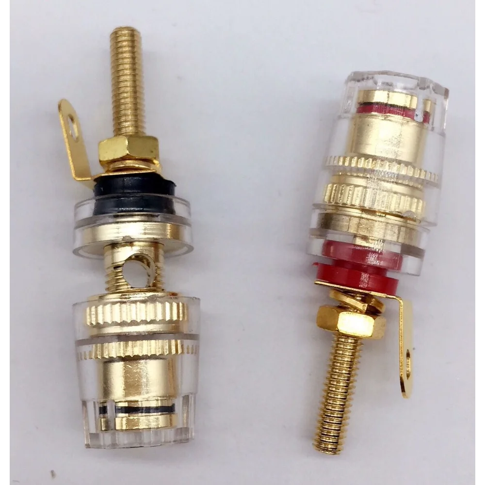 2pcs 4mm Brass Speaker Amplifier Binding Posts Terminals for Banana Plugs