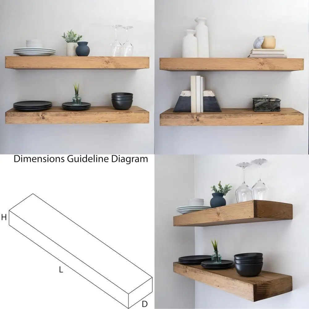 3 Thick Wooden Shel…