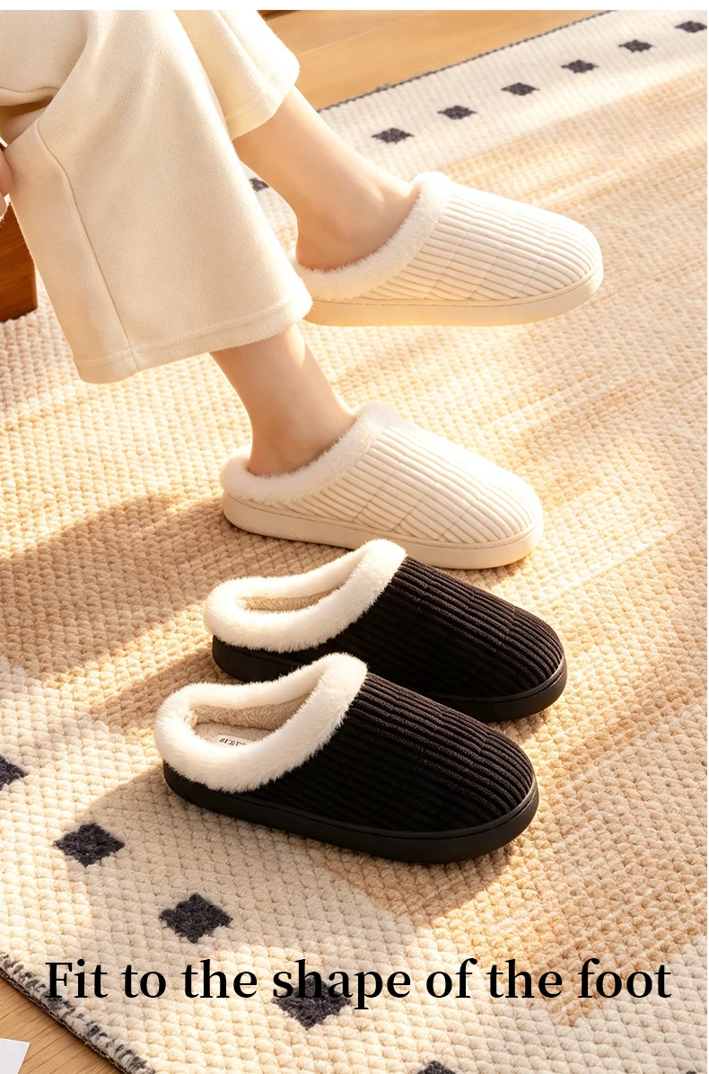 Warme Winter-Fleece-Hausschuhe für Herren, rutschfeste Gummisohle, plüschgefütterte gemütliche Hausschuhe, Partnerlook. – Detail 11