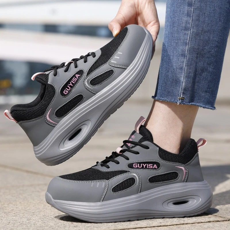 

Женская защитная обувь с дышащим стальным носком, противоударная, противопрокольная, легкая, удобная и безопасная летняя рабочая обувь