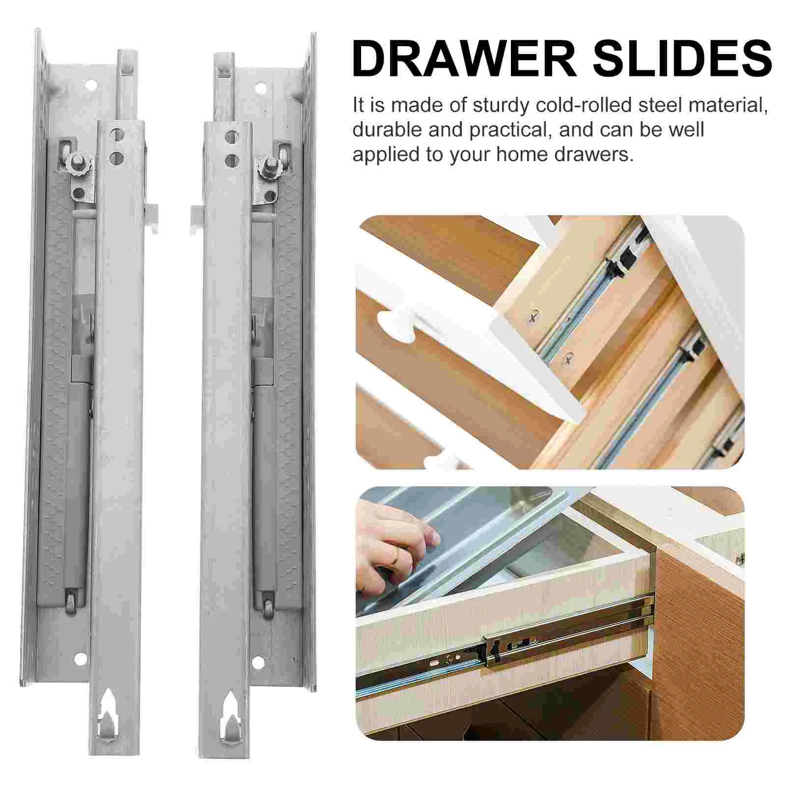 2 Pcs Drawer Hidden Slides Heavy Duty Replacement Rails Cabinet Drawers Sliders Dresser Softer Close Full Extension Cabinets