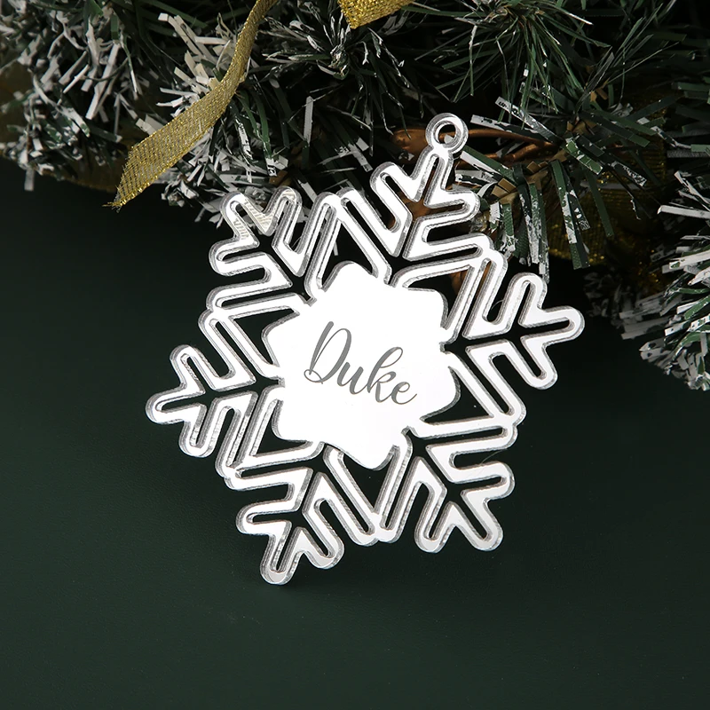 Custom Laser Cut Wooden Christmas Gift Tags with Names Personalized Snowflake Decor Customizable Wood Name Tags