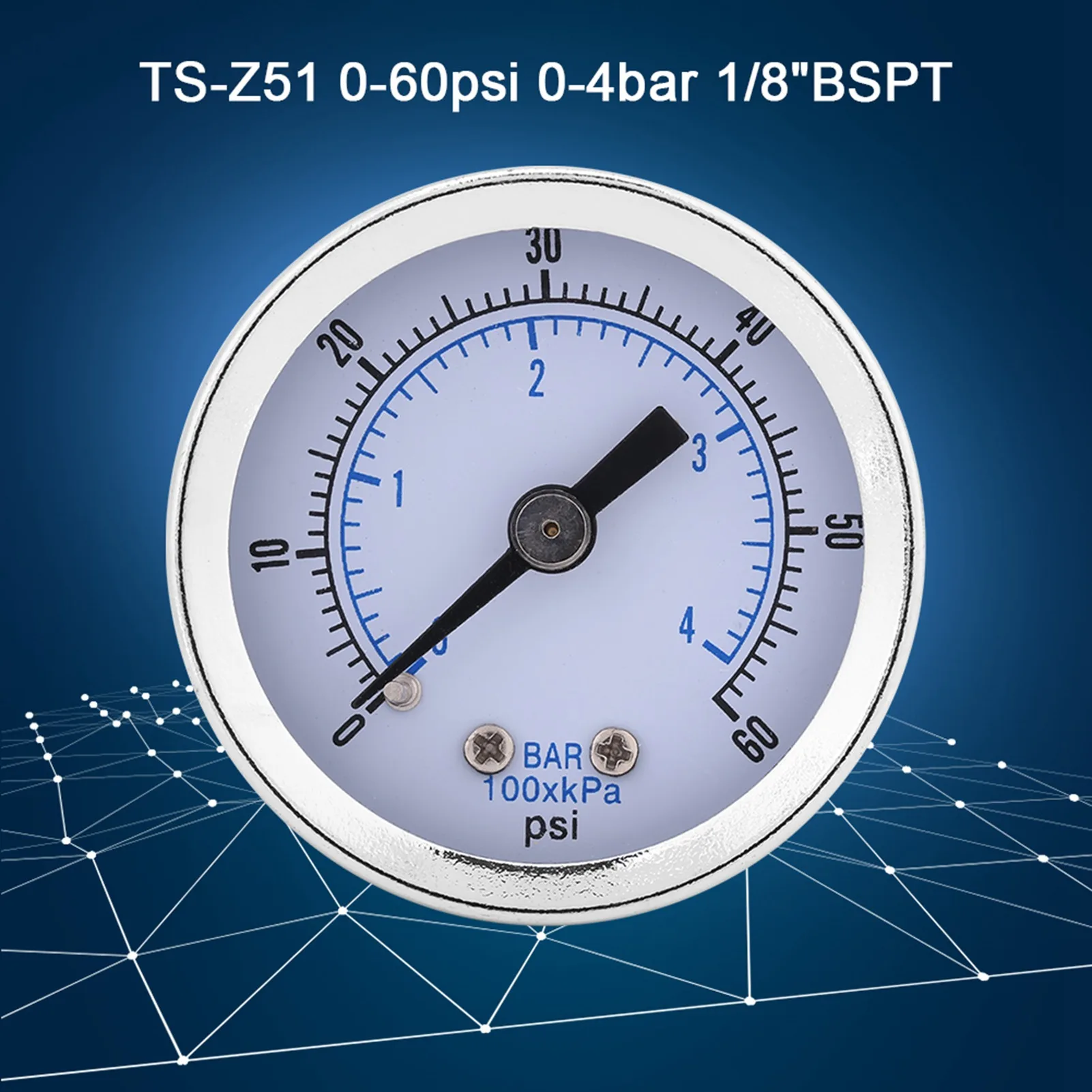 Air Pressure Gauge 0‑60psi 0‑4bar 1/8NPT Pressure Gauge Manometer for Water Air Oil  Instrument pressure measuring tool