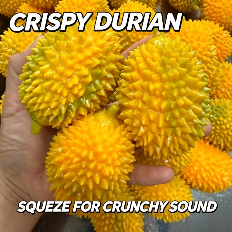 Handgemachter Knuspriger Quetschbarer Durian- und Drachenfrucht-Stressball, Quetsch-Fidget-Ball, ASMR Sensorisches Stressabbau-Spielzeug