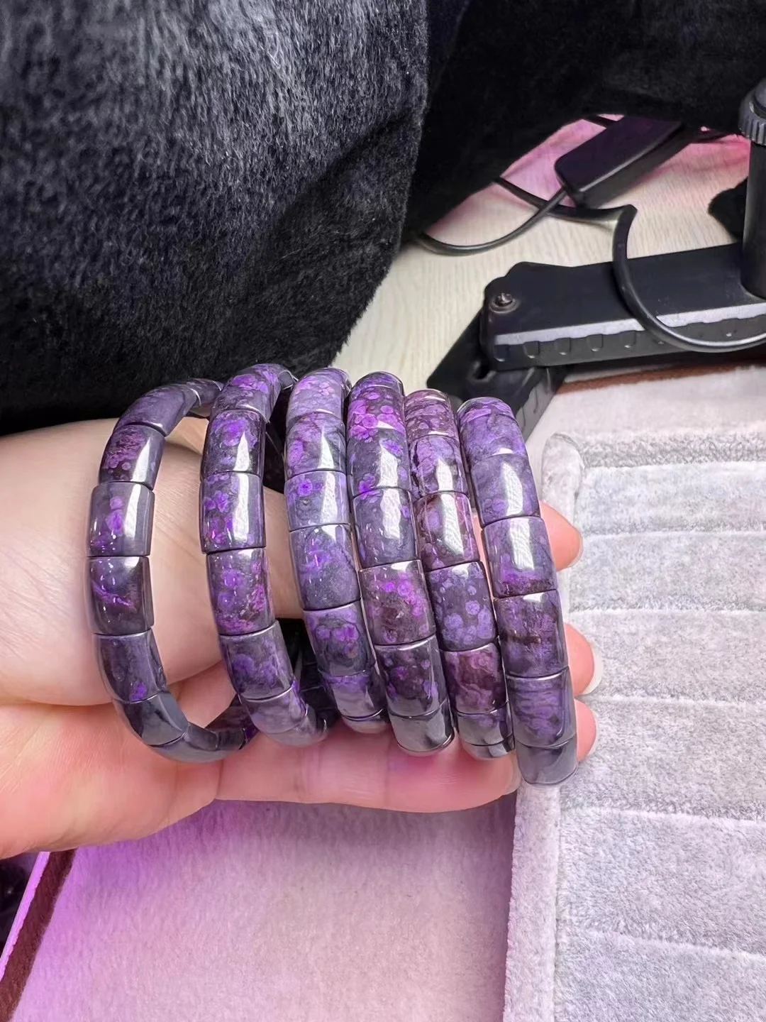 Natural Sugilite Beads Bracelet  Gemstone Bangle for Woman for Gift